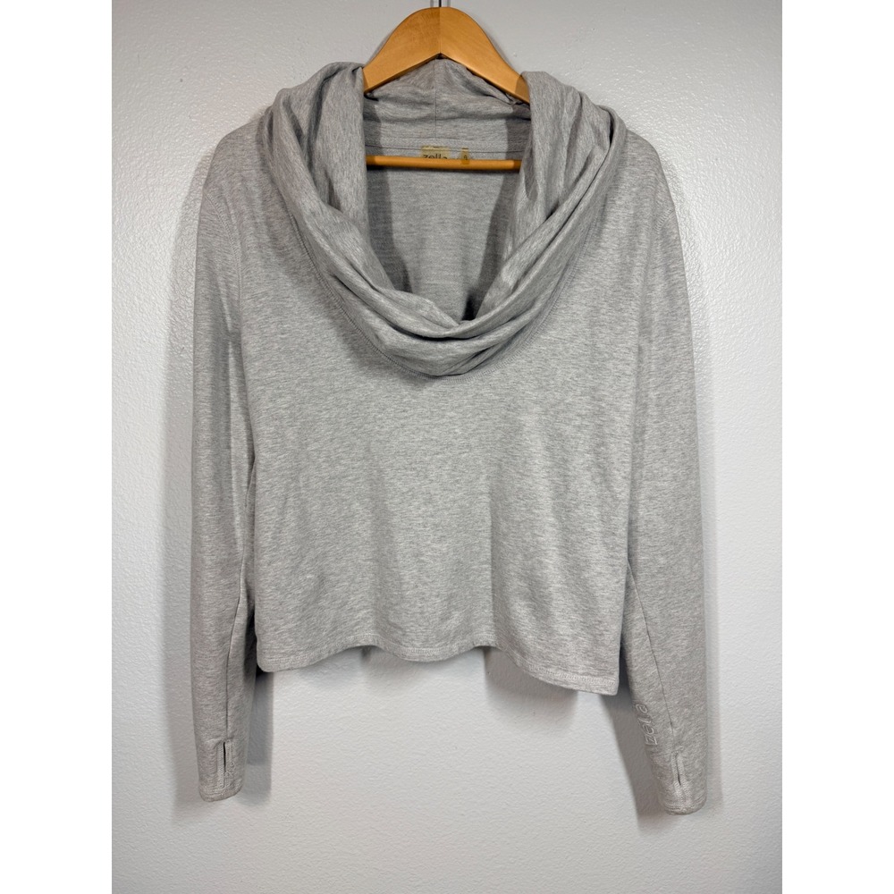 Zella Sweatshirt Top Women's M Gray Cowl Neck Long Sleeve Thumbhole Athleisure